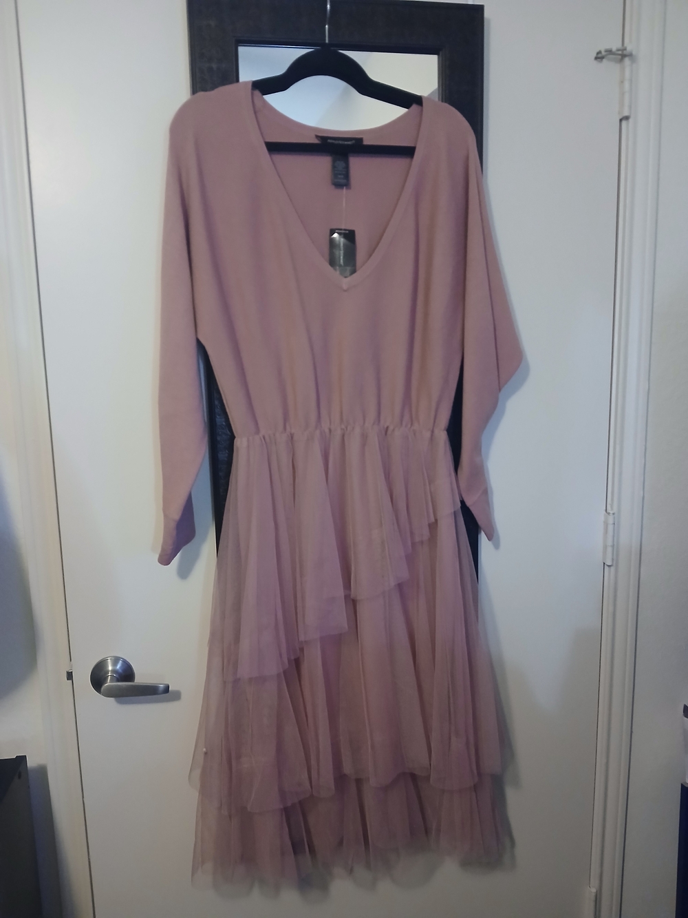 Ashley Stewart Dusty Rose Layered Midi Dress